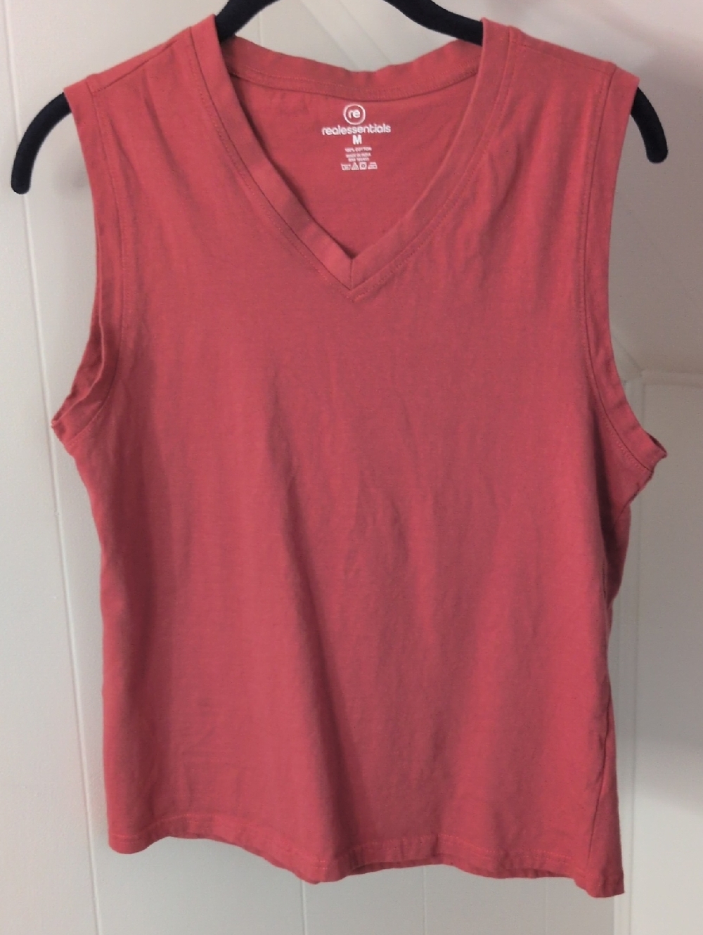 Essentials Coral Red V-Neck Sleeveless Tank Top